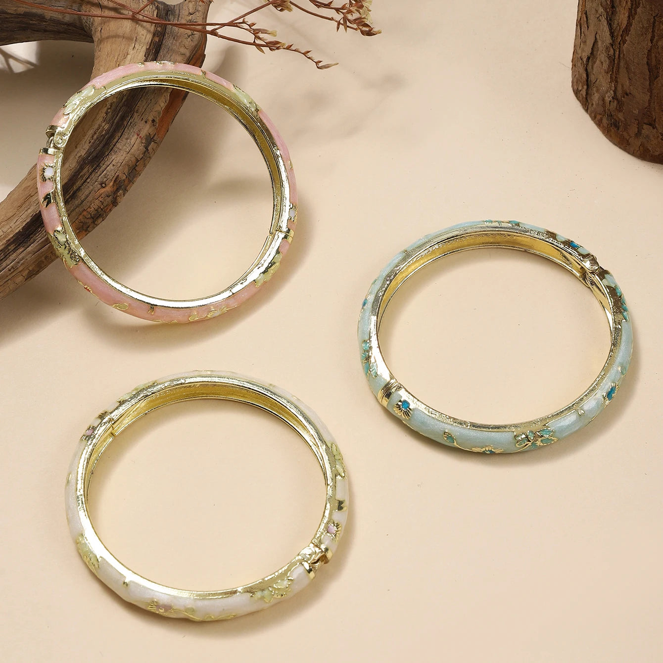 FTCY Vintage Bracelet For Women Small Flower Ethnic Style Cloisonne Bangles Women's Elegant Jewelry Gifts