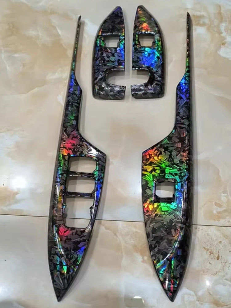 Glossy Laser Forged Carbon Fiber Wrap Vinyl Motorcycle Stickers Rainbow Holographic Forged Carbon Car Body Color Change Film