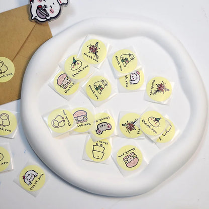 500Paste/Roll Cartoon Funny Thank You Stickers，Holiday Gift Decorative Sealed Sticker，DIYThank You Stick Label