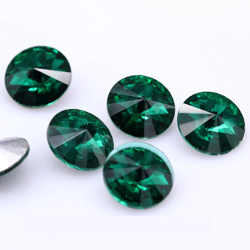 Fantastic 6/8/10/12/14/16/18/25MM Rivoli Cabochons Round Fancy Rhinestone Crystal For Applique Clothing Garment Decoration Be