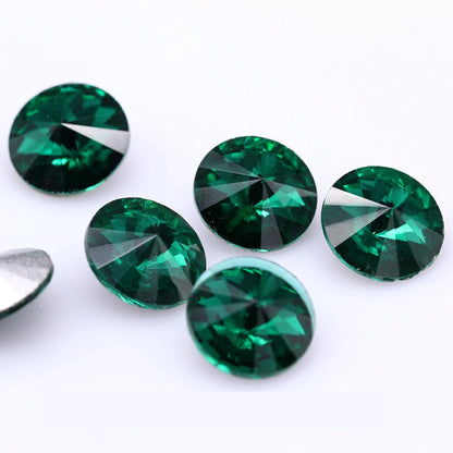 Fantastic 6/8/10/12/14/16/18/25MM Rivoli Cabochons Round Fancy Rhinestone Crystal For Applique Clothing Garment Decoration Be