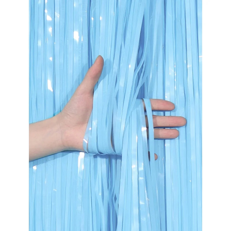 1*2M Macaron Pink Blue Fringe Curtain Door Rain Curtain Decor Photo Booth Backdrop Garland Wedding Birthday Party Decoration