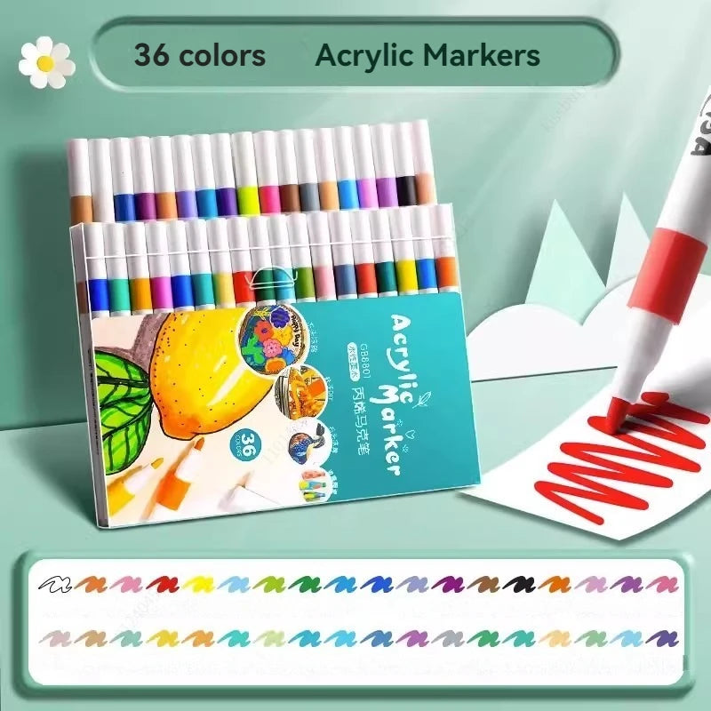 12-80 Colores Set Acrylic Paint Art Marker Pen Rock Painting for Kids Graffiti Stone Ceramic Glass Wood DIY Crafts Art Suppli