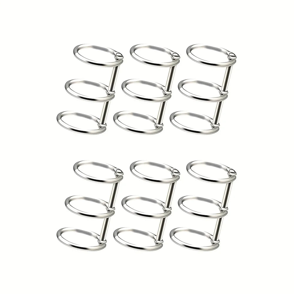 2-6Pcs Binding Book Rings 3 Ring Metal Loose Leaf Binders Book Rings Snap on Index Card Binder for Photo and Paper Organizati