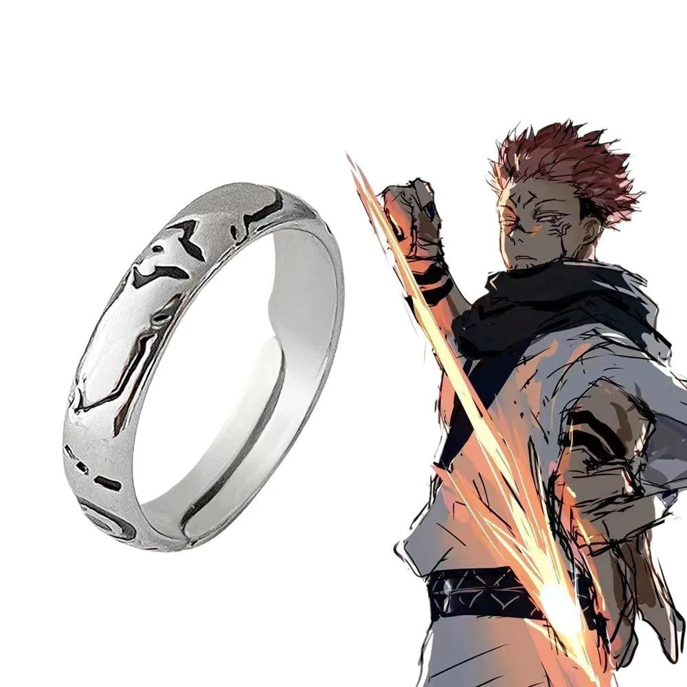 Anime Jujutsu Kaisen Ryomen Sukuna Itadori Yuji Ring Cosplay Metal Opening Adjustable Unisex Rings Jewelry Prop Accessories G