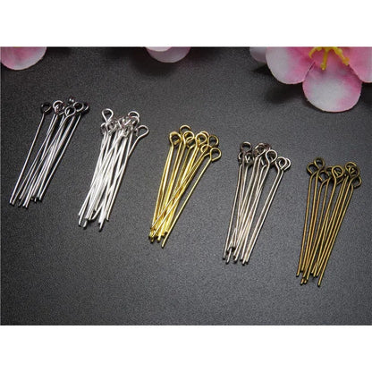 100-200Pcs/Lot 10-70mm Heads Eye Flat Head Pin Gold Plated Ball Head Pins for Jewelry Findings Making Accessories Supplies