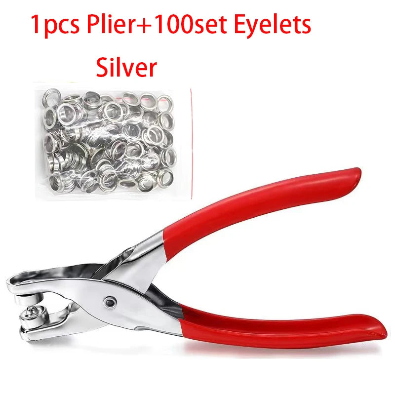 100sets 4mm Metal Eyelet and Eyelet Punch Die Tool Grommet DIY Manual Tools Kit Leather Craft Clothing Leather Belt Hat
