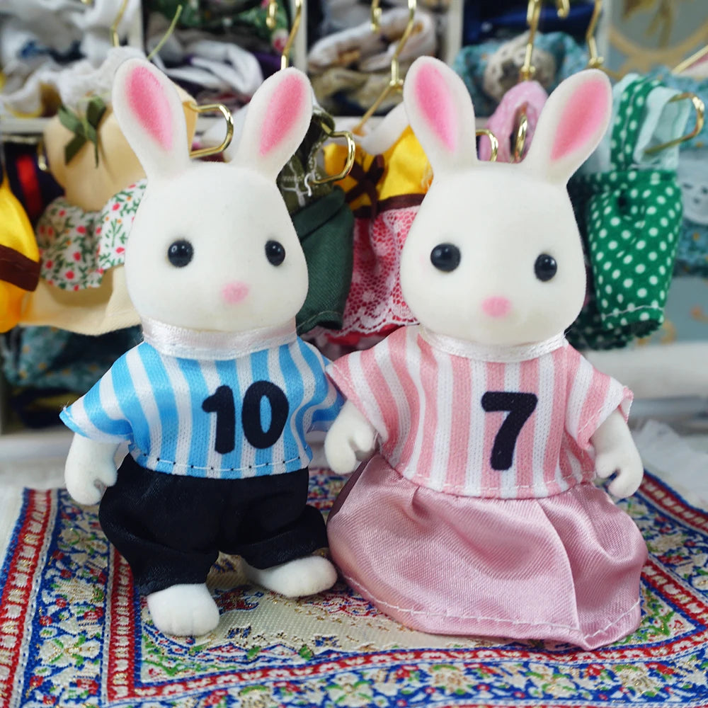 Dress Dollhouse Accessories 1:12 Forest Animal Family Clothes Fashion Daily Wear Casual Outfits Vest Shirt Skirt Pants for Do