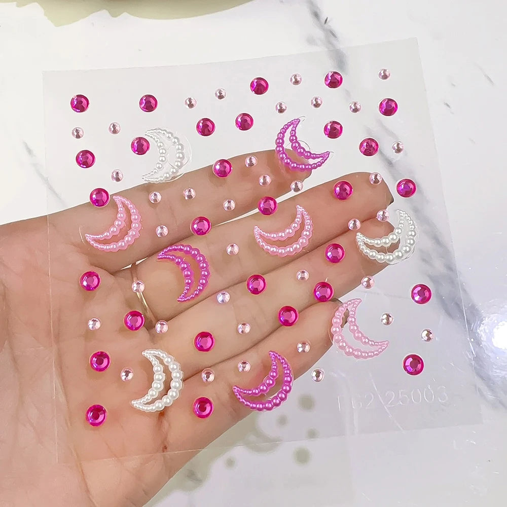 1Sheet 3D Dreamy Shell Pearl Gems Face Stickers Sparkling Mermaid Diamond Temporary Tattoos DIY Body Art Stage Makeup Rhinest