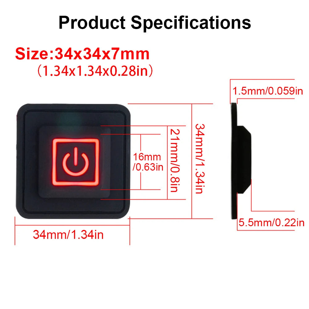 3.7V~ 12V Universal Button Switch 3 speed Button Switch Heated Vest Pants Electirc Heating Waistband DIY Temperature Controll