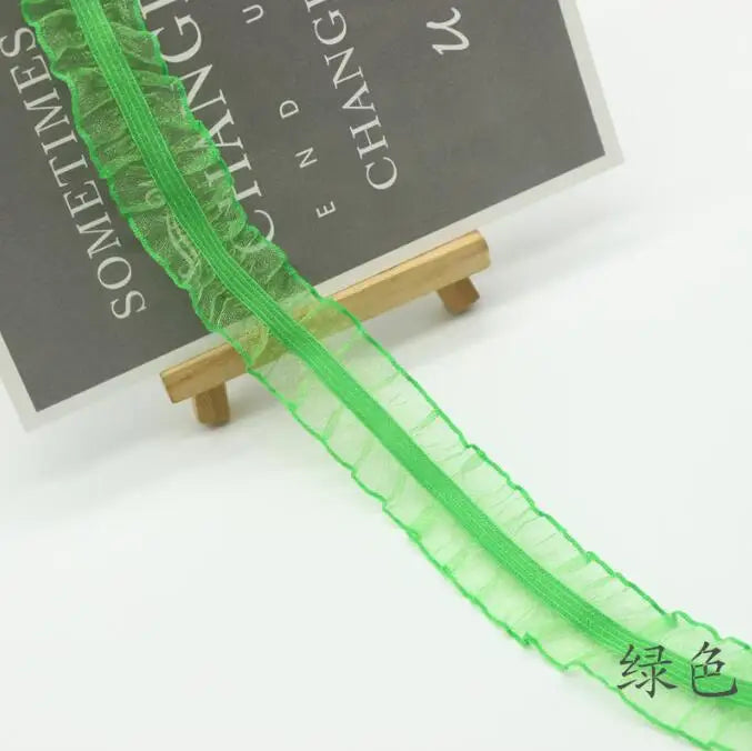 5 Yards Pleated Stretch Lace Trims Ribbons Ruffled Elastic Band Baby Hairband Belt Shoes Decorative Tapes DIY Craft Supplies 