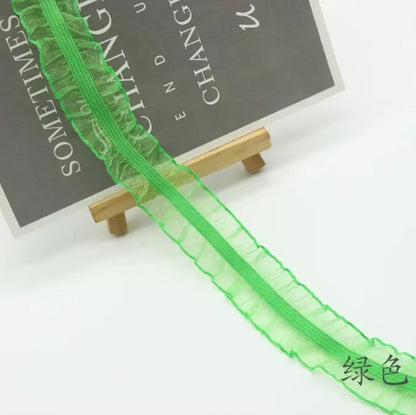 5 Yards Pleated Stretch Lace Trims Ribbons Ruffled Elastic Band Baby Hairband Belt Shoes Decorative Tapes DIY Craft Supplies 