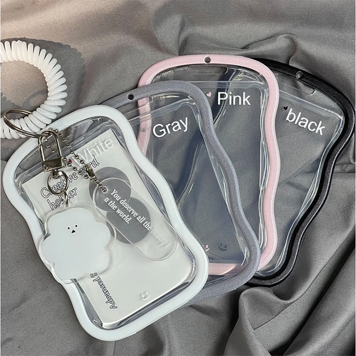 Creative Design Kpop Photocard Holder Transparent Card Holder Keychain Photo Sleeves Bus Card Student Card Case Photo Protect