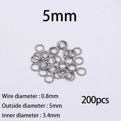 30-200Pcs 3-25mm Stainless Steel Split Ring Open Single Loops Jump Rings Connectors for DIY Jewelry Making Findings Accessori
