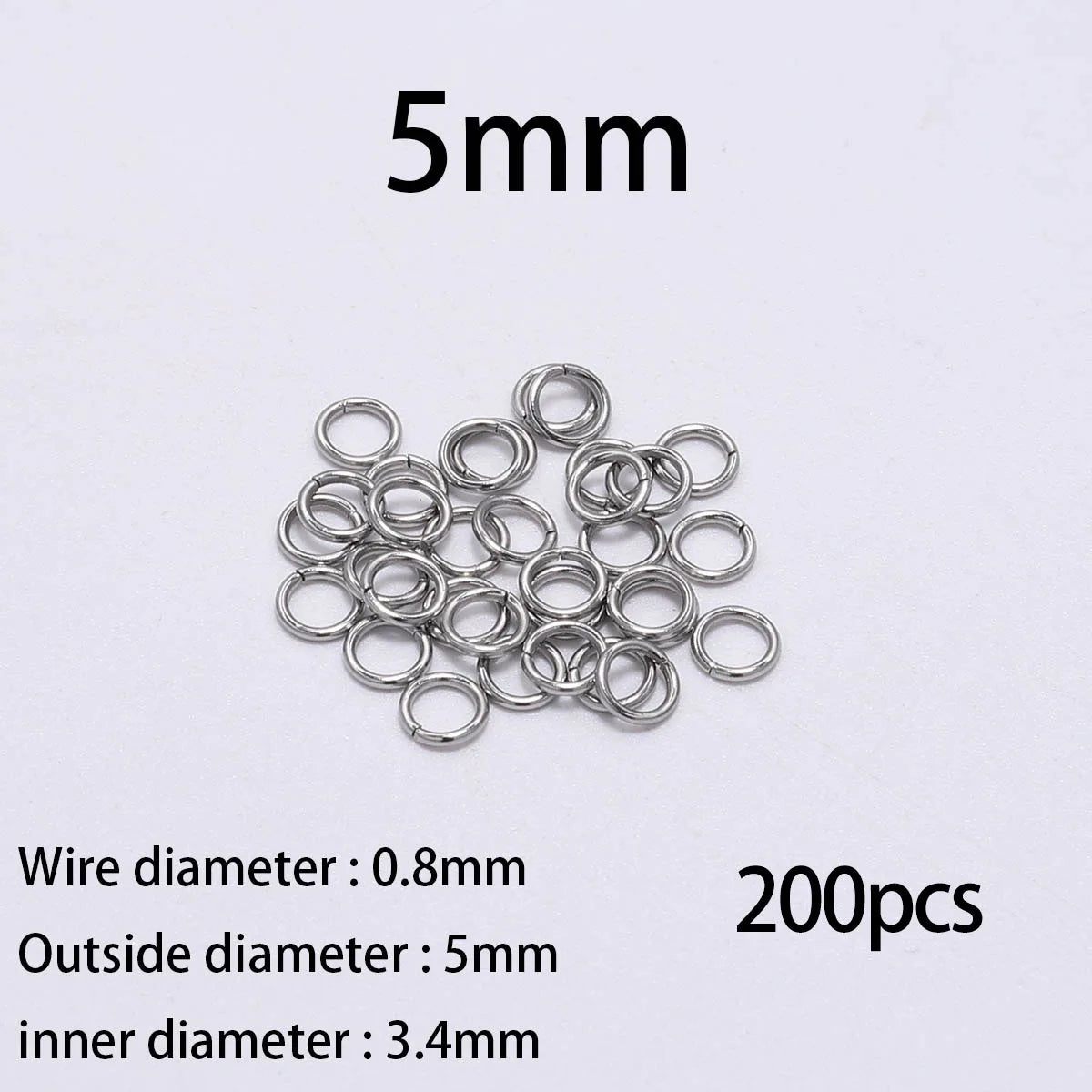 30-200Pcs 3-25mm Stainless Steel Split Ring Open Single Loops Jump Rings Connectors for DIY Jewelry Making Findings Accessori