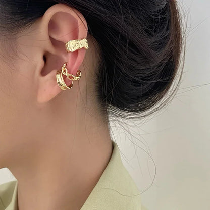 LATS Clips Earrings for Women Unisex Minimalist Fashion Cartilage Hoop Earings Set Ear Cuff Fake Piercing Clip on Ear Jewelry