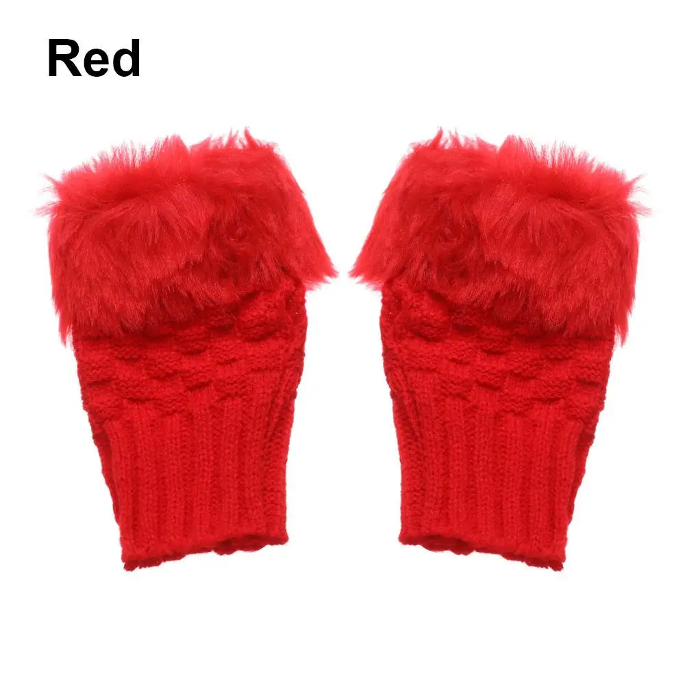 Rabbits Knitted Gloves, Faux Rabbit Hair Mittens, Warm Fingerless Gloves for Winter, Cozy Texting Gloves, Stylish Outdoor Han