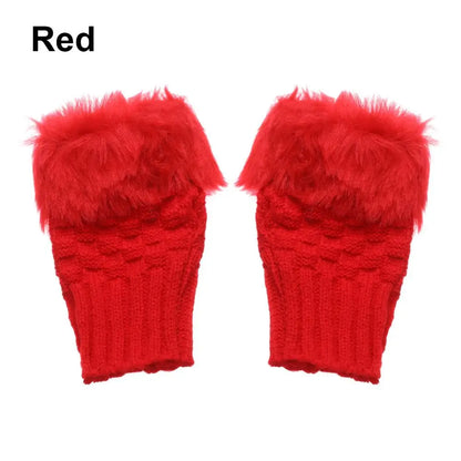 Rabbits Knitted Gloves, Faux Rabbit Hair Mittens, Warm Fingerless Gloves for Winter, Cozy Texting Gloves, Stylish Outdoor Han