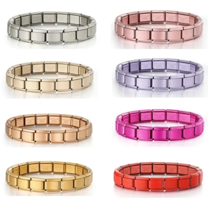 2025 New Men and Women Starry Colors 18 Pieces Italian Charm Fit 9mm Stainless Steel Modular Bracelet Jewelry