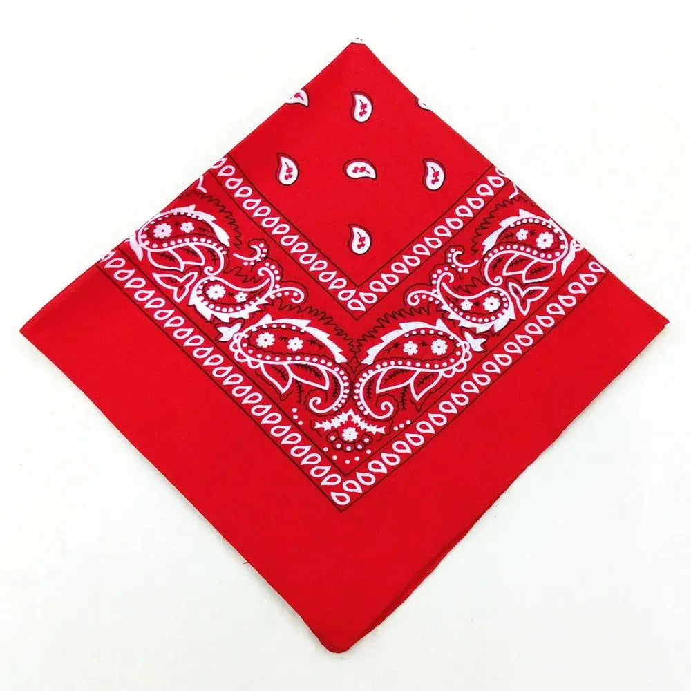 Unisex Men Women Bandana Hairband Cowboy Mens Biker Sports Headwear Wrist Hairwrap Single Sided Head Wrap Scarf Paisley - Red