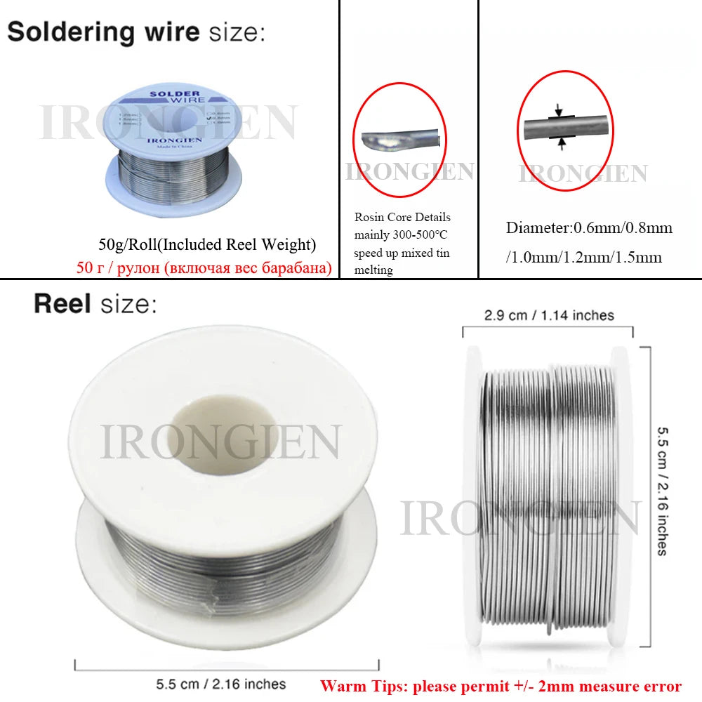 Irongien High Purity Soldering Wire 8g50g/Roll Mixed Tin Rosin Core Dia 0.6-1.5mm Solder Welding Wire For Electrical Solderin
