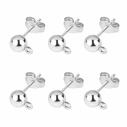 50pcs/lot 925 Silver Plated Blank Post Earring Studs Base Pin With Earring Plug Findings Ear Back DIY Jewelry Making Accessor