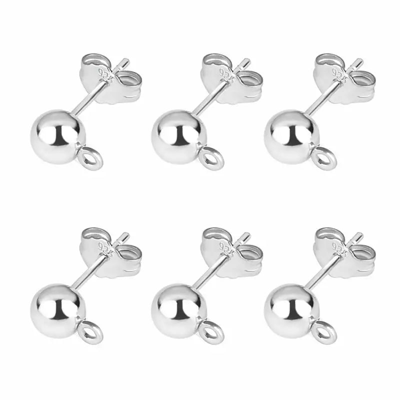 50pcs/lot 925 Silver Plated Blank Post Earring Studs Base Pin With Earring Plug Findings Ear Back DIY Jewelry Making Accessor
