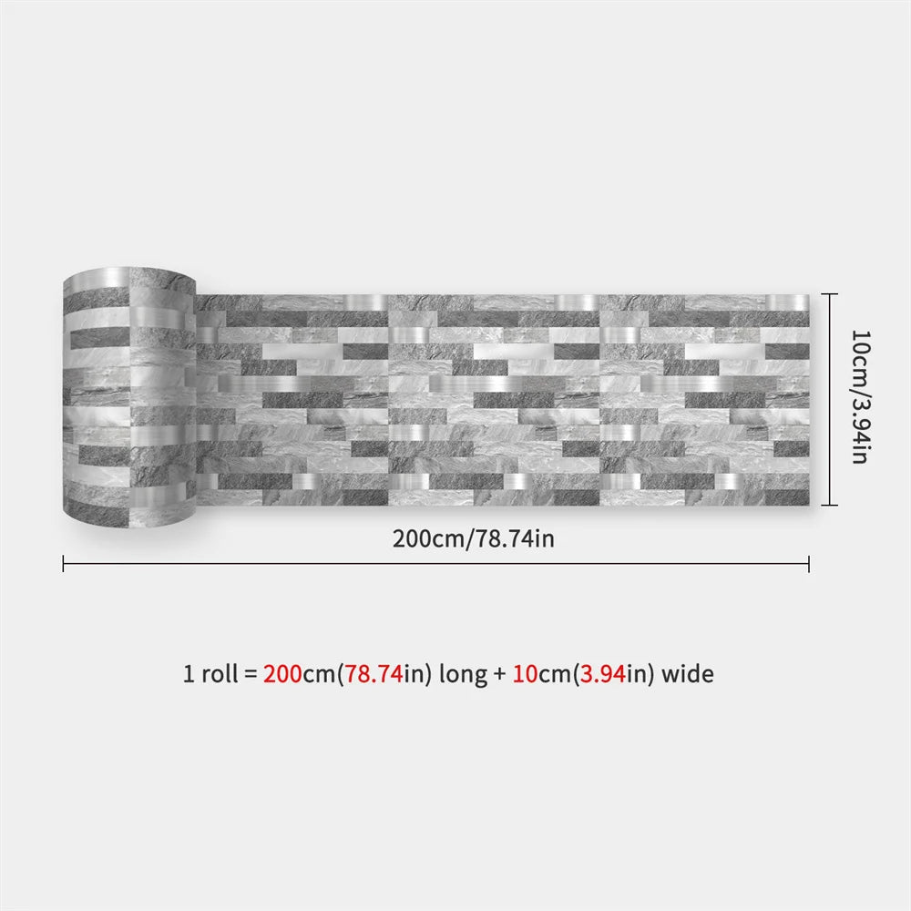 Mosaic Bathroom Waist Line Wall Stickers Waterproof Peel & Stick Art Backsplash Kitchen Office Skirting Line Decor Wallpaper 