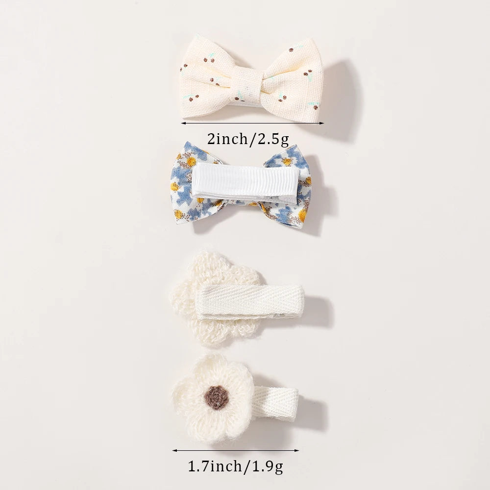 BABY BOWS 20Pcs/set Handmade Fabric Printed Barrette Boutique Mini Boutique Bangs Bow Hair Clip Ins Daisy Hairgripes