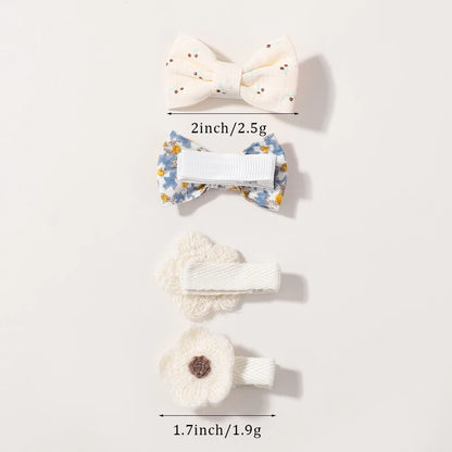 BABY BOWS 20Pcs/set Handmade Fabric Printed Barrette Boutique Mini Boutique Bangs Bow Hair Clip Ins Daisy Hairgripes