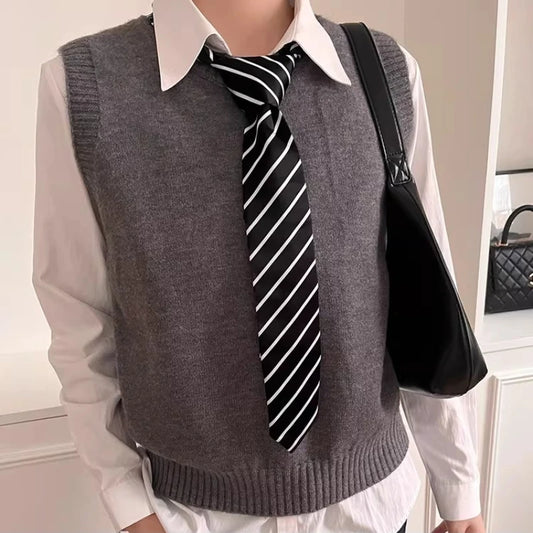 College Style Striped Ties Girls Uniform Shirt Neck Tie Multi-function Long Waistband Belt Neckties School Boys Ties Accessor