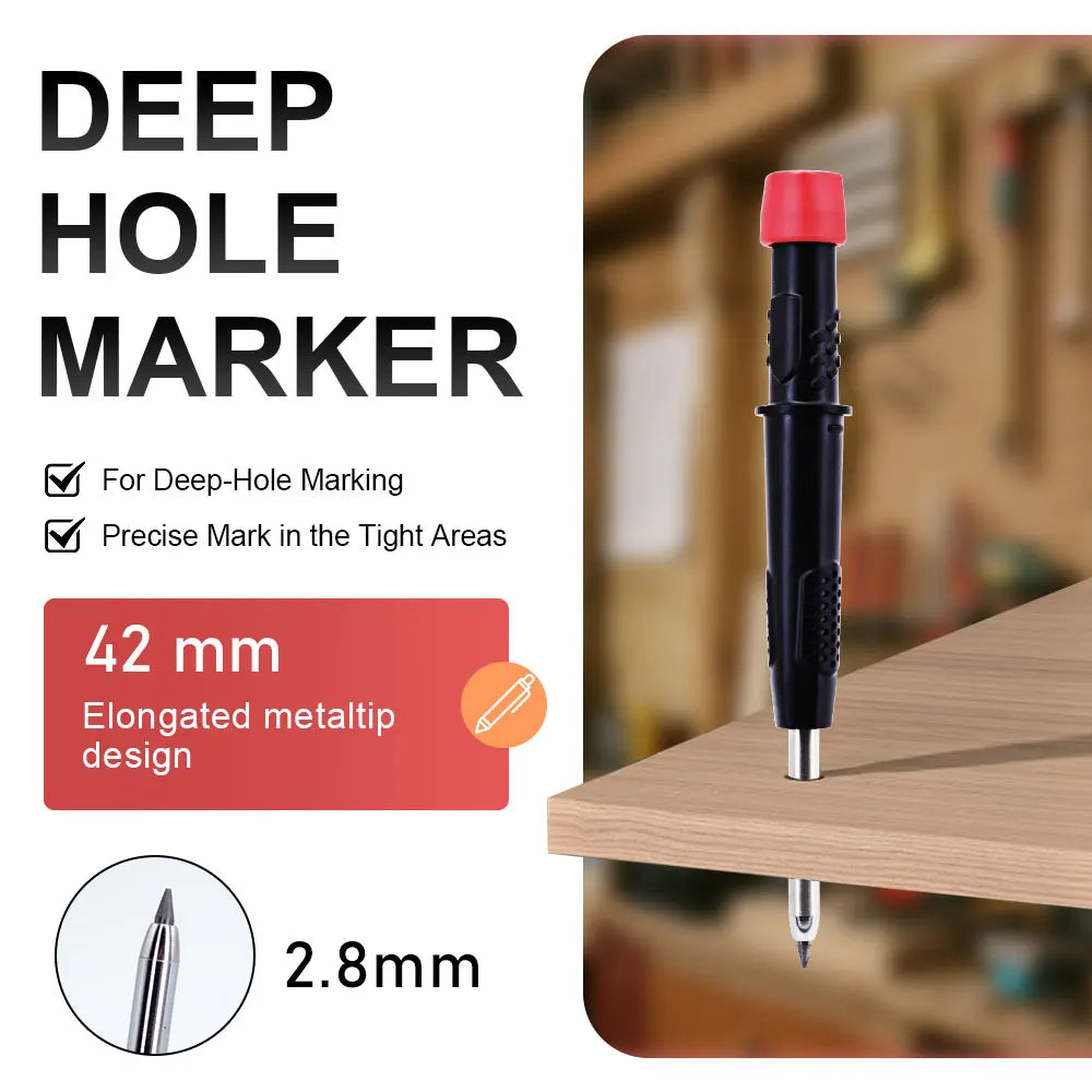 Carpenter's Pencil Card Set, Deep Hole Marking And Drawing, With 2.8mm 2Box Leads, For Carpenter Woodworking Architect
