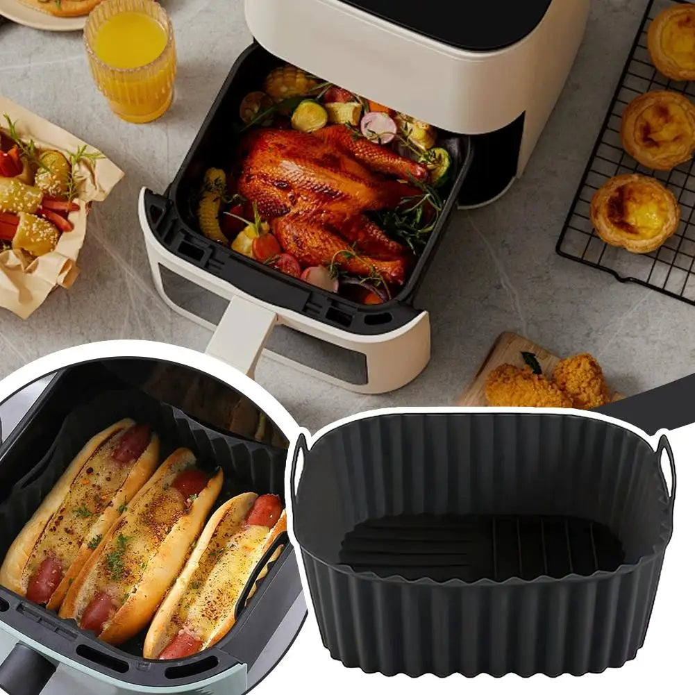 1-3PCS Silicone Air Fryer Liners Reusable Non-Stick and Easy Clean BBQ Tools Oven Microwave Safe for Healthy Cooking Restaura