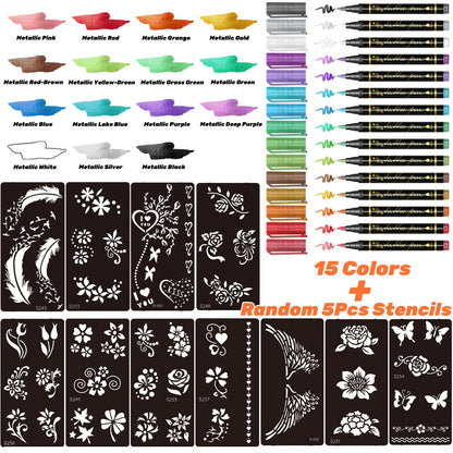 Temporary Tattoo Markers for Skin,10 Colors Tattoo Pens,Brush Tip,Bright colors,Face Paint Kit Cosmetic Quality,Halloween mak