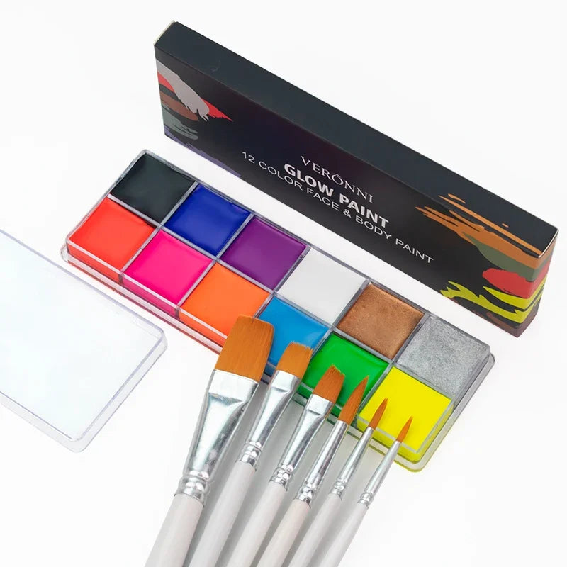 20 Colors Face Body Oil Painting Paint Pigment Non Toxic Safe Kids Flash Tattoo Painting with Brush Art Halloween Cosplay Par