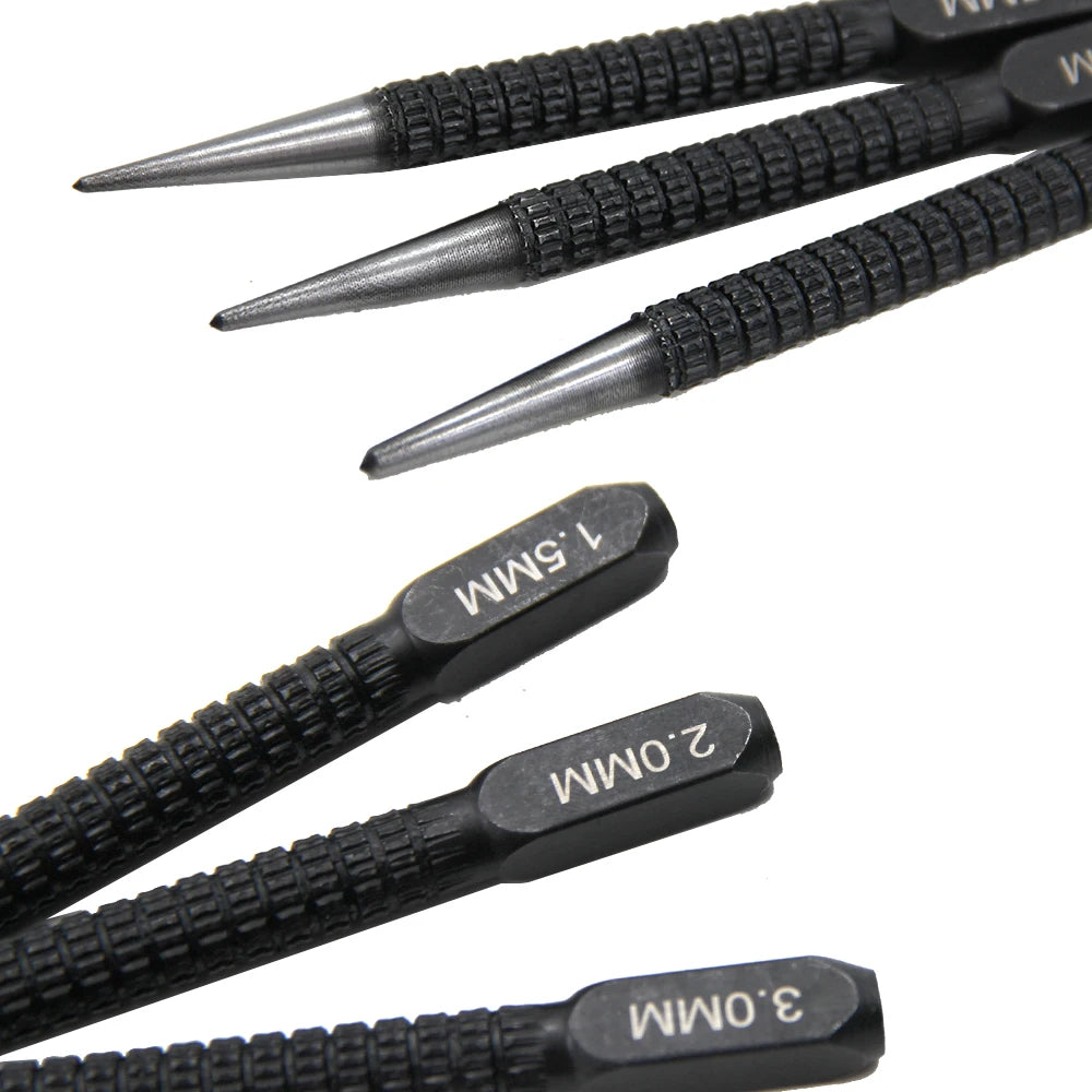 3PC Center Punch Positioning Punch Drilling Fixer Black Cylindrical Nail Punch Pin Tool Accessories