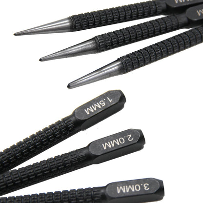 3PC Center Punch Positioning Punch Drilling Fixer Black Cylindrical Nail Punch Pin Tool Accessories