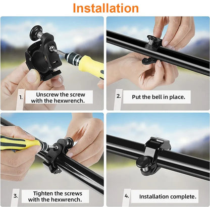 Toptrek Stainless Bicycle Bell Ring MTB Cycling Horn Bike Handlebar Bell Crisp Sound Horn for Bicycle Safety Bike Accessories