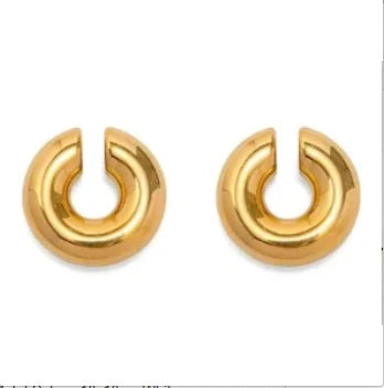 Hoop Earrings for Women Trendy Golden Stainless Steel Earring Jewelry New - D56 Gold