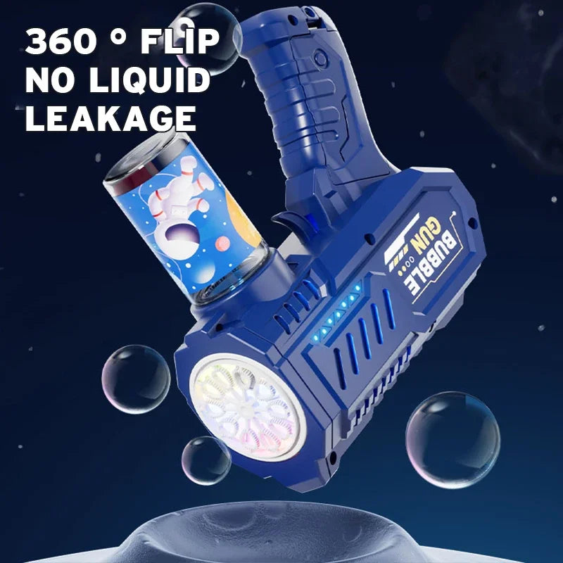 Children bubble machine glowing toy fully automatic bubble gun produces a large amount bubbles without battery and bubble wat