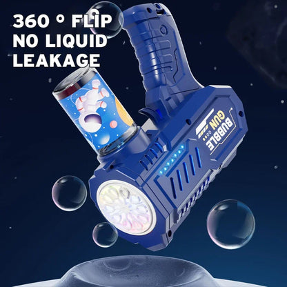Children bubble machine glowing toy fully automatic bubble gun produces a large amount bubbles without battery and bubble wat