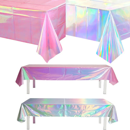 Tablecloth For Table Nappe De Table Tablecloth Birthday Iridescent Disco Party Decor Shiny Laser Holographic Disposable Cover