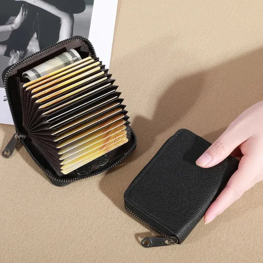 20 Detents Cards Holders PU Business Bank Credit Bus ID Card Holder Cover Coin Pouch Anti Demagnetization Wallets Bag Organiz