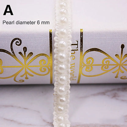 1yard/lot White black Pearl Bead lace Ribbon Tape lace fabric Trim Ribbons for DIY Sewing Garments Handmade Clothing Accessor