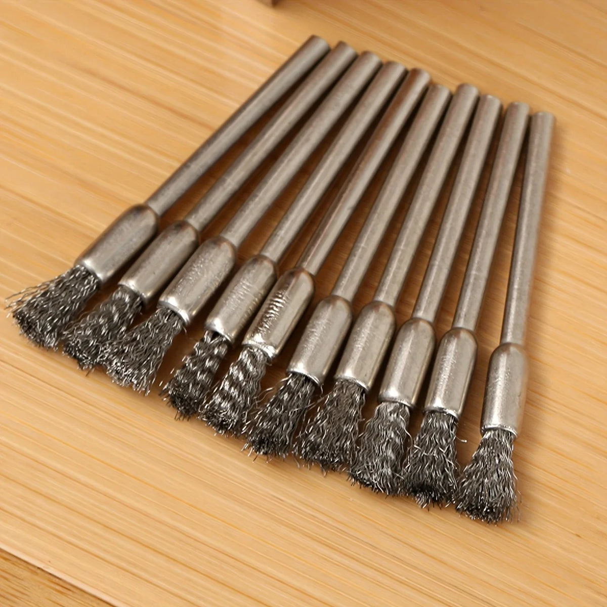 10Pcs Stainless Steel Wire Brushes with a 3.17mm Handle - Ideal for Rotating Tools, Ideal for Cleaning, Rust Removal and Sand