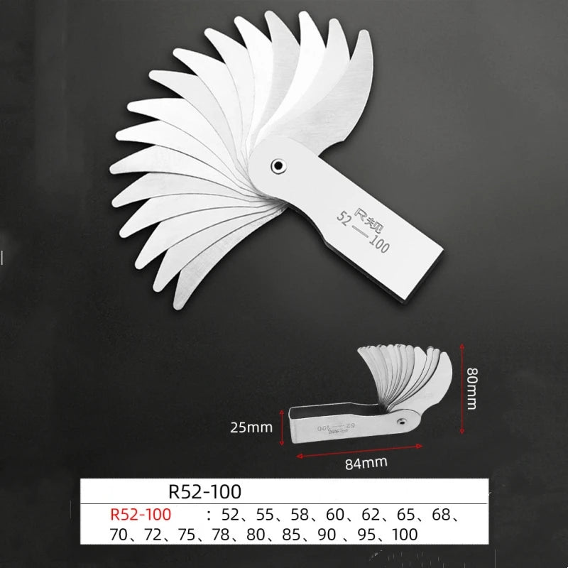 Measuring Tool for Radius Gauge 0.3-7mm High-Precision R-Gauge R7.5-15mm/R15.5-25mm/R25-50mm Arc Radius Measuring Tool Arc Ru