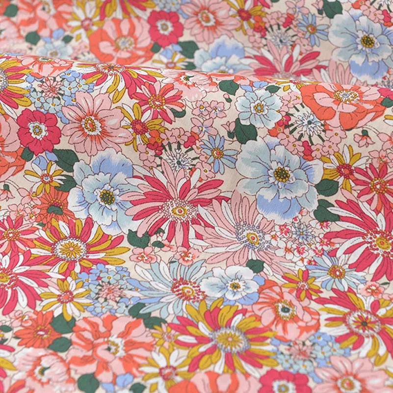 Floral Fabric Flower Cotton Printed Poplin Quilting Clothes Patchwork Muslin Sewing Accessories - J030