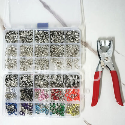9.5mm Metal Hollow Five-Claw Snap Button For Installing Clothes Bag Sewing And DIY Craft Hand Pliers Tool - 200 Sets