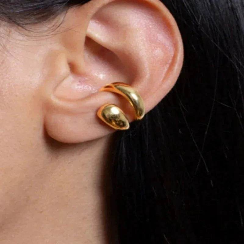Punk Piercless Ear Clip Earring for Women Classic Gold Color Trendy Earcuff Earrings Girl Y2K Gift Simple Daily Wear Jewelry 