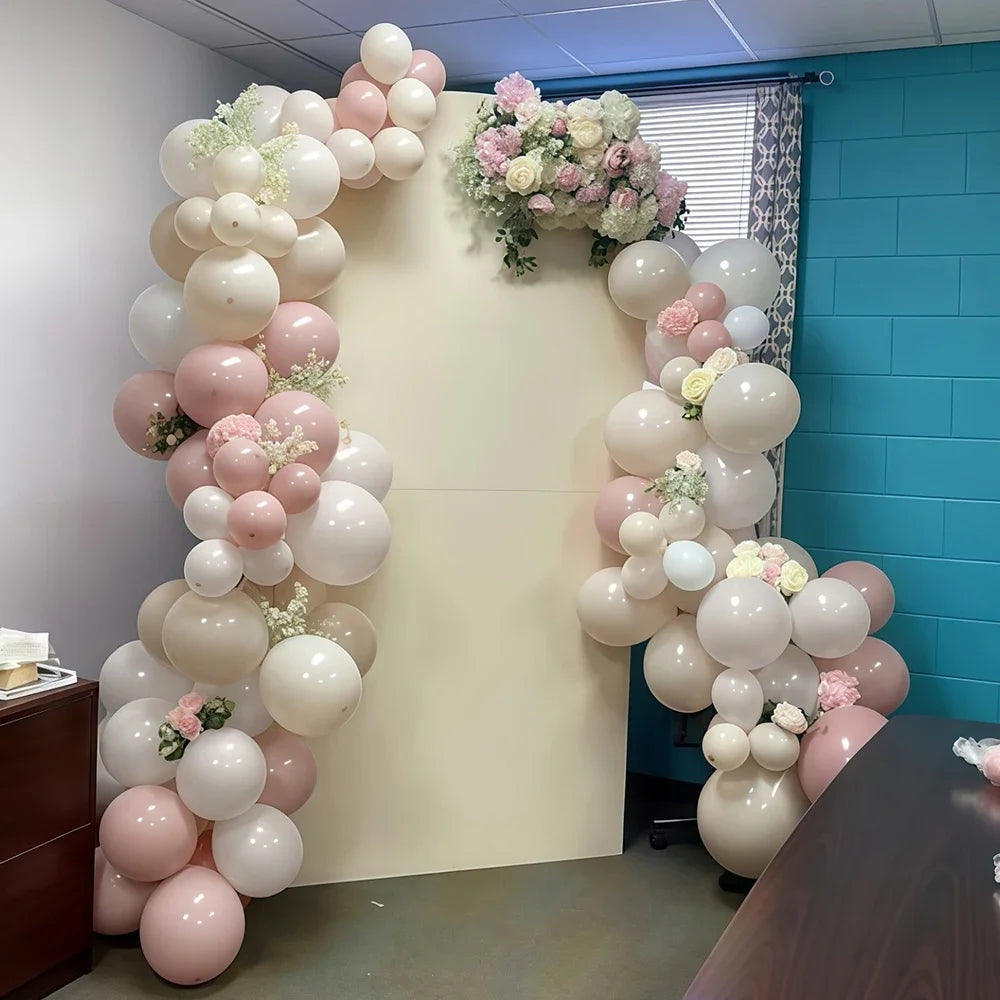 32/52/62pcs Macaron Pink Retro Sand White Champagne Golden Balloons Set For Birthday,Party,Wedding,Valentine's Day, Anniversa